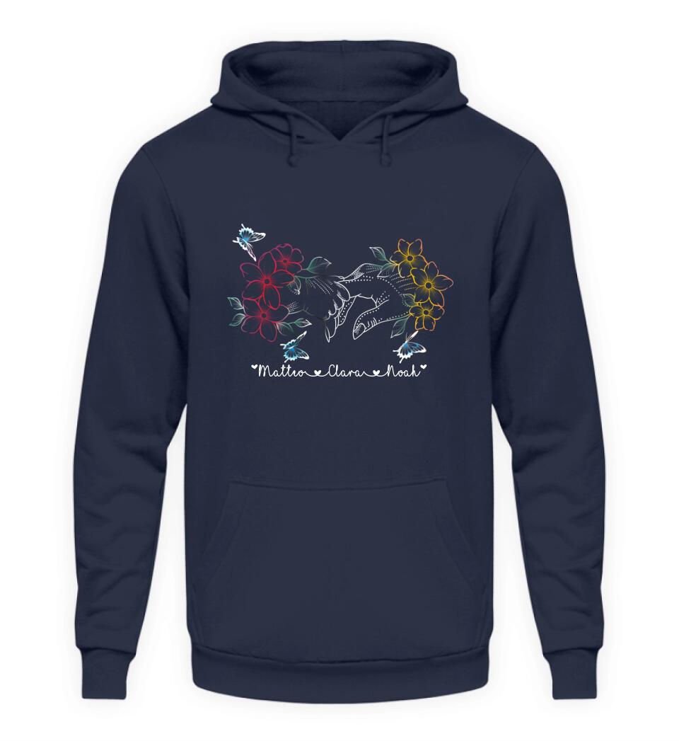 Blumenhände Hoodie Personalisierbar