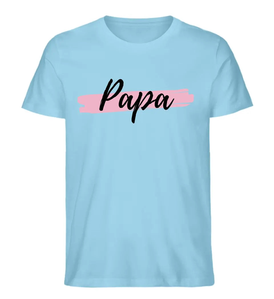 Papa Mama Opa Oma mit Farbstreifen - Premium Shirt aus Biobaumwolle personalisierbar