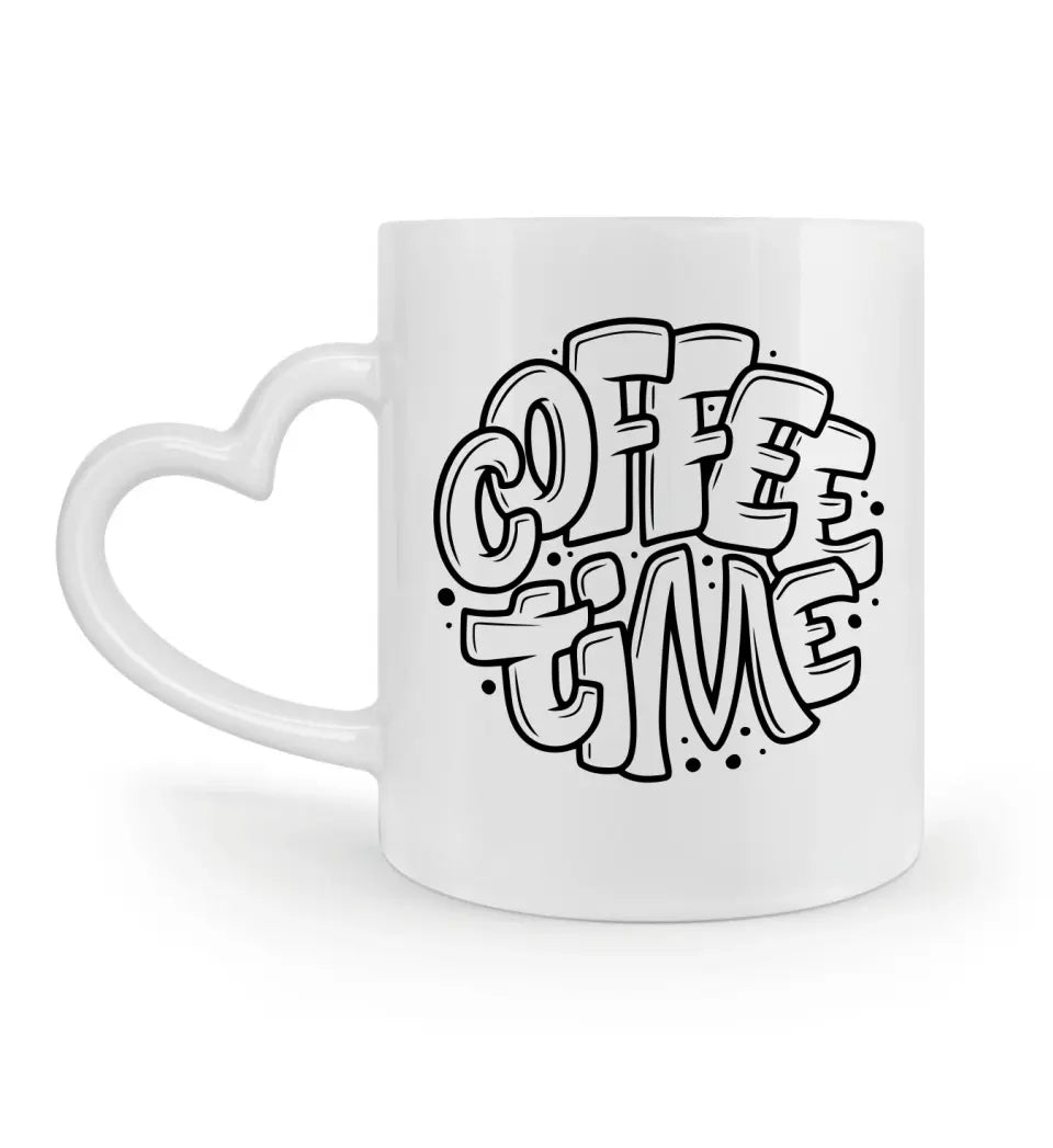 Coffee Time Tasse und Herzhenkel-Tasse