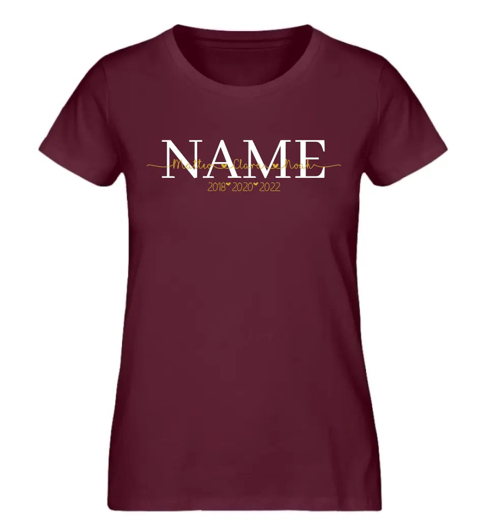 WUNSCHNAME Personalisiertes Premium Damen Shirt aus Biobaumwolle