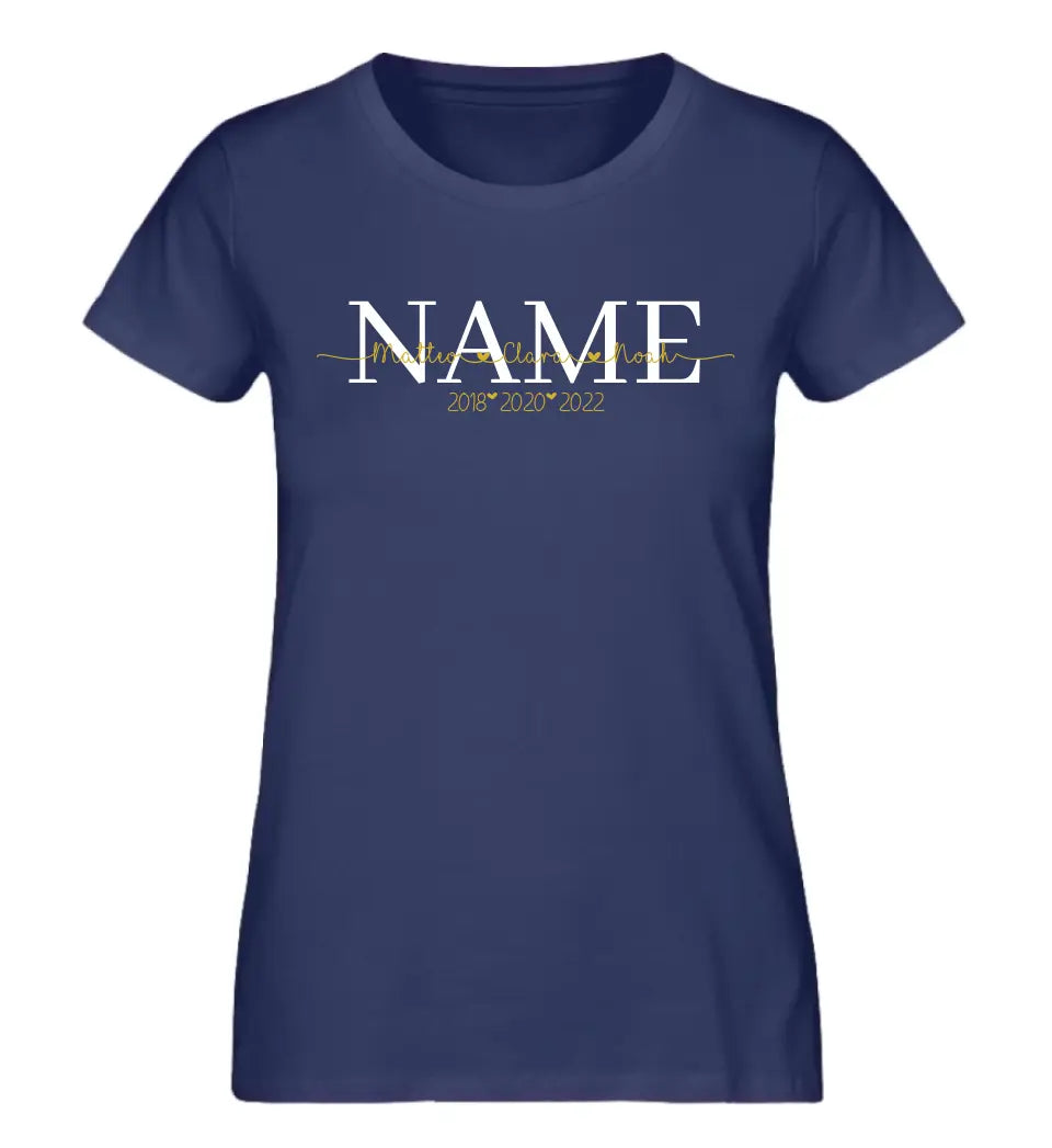 WUNSCHNAME Personalisiertes Premium Damen Shirt aus Biobaumwolle