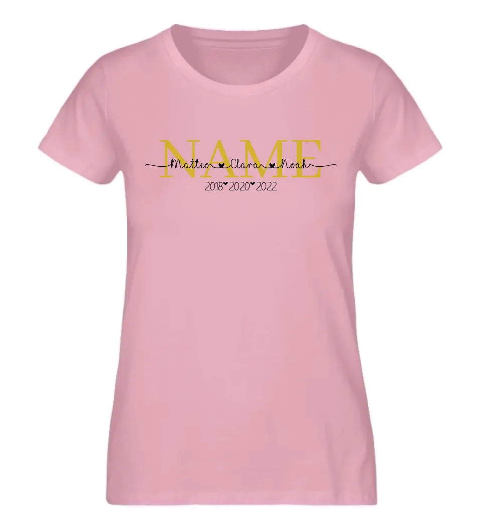 WUNSCHNAME Personalisiertes Premium Damen Shirt aus Biobaumwolle