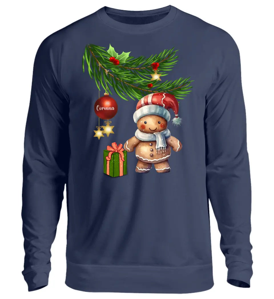 Premium Sweatshirt Pullover mit Lebkuchen Familie - Weihnachtsmotiv personalisierbar - Familienset Lebkuchenmann Lebkuchenfrau