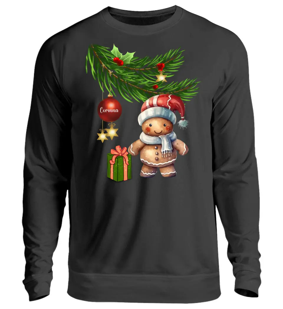 Premium Sweatshirt Pullover mit Lebkuchen Familie - Weihnachtsmotiv personalisierbar - Familienset Lebkuchenmann Lebkuchenfrau