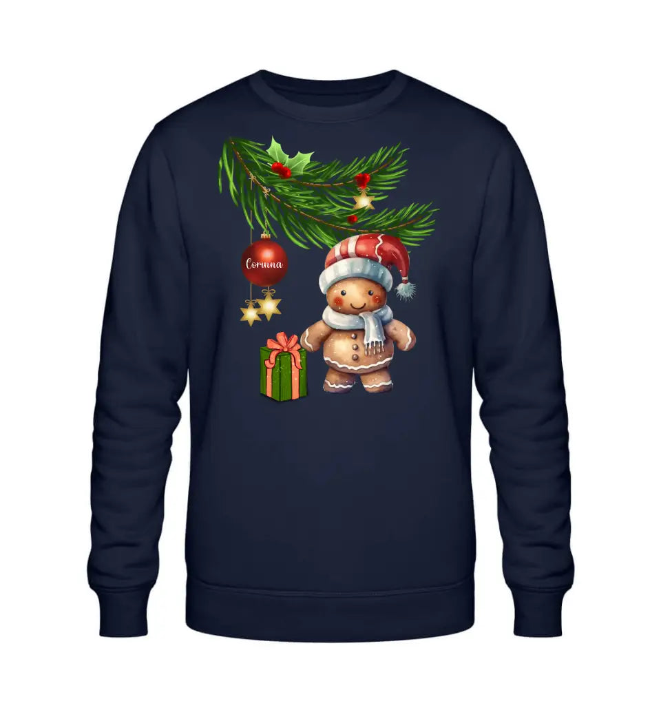 Premium Sweatshirt Pullover mit Lebkuchen Familie - Weihnachtsmotiv personalisierbar - Familienset Lebkuchenmann Lebkuchenfrau