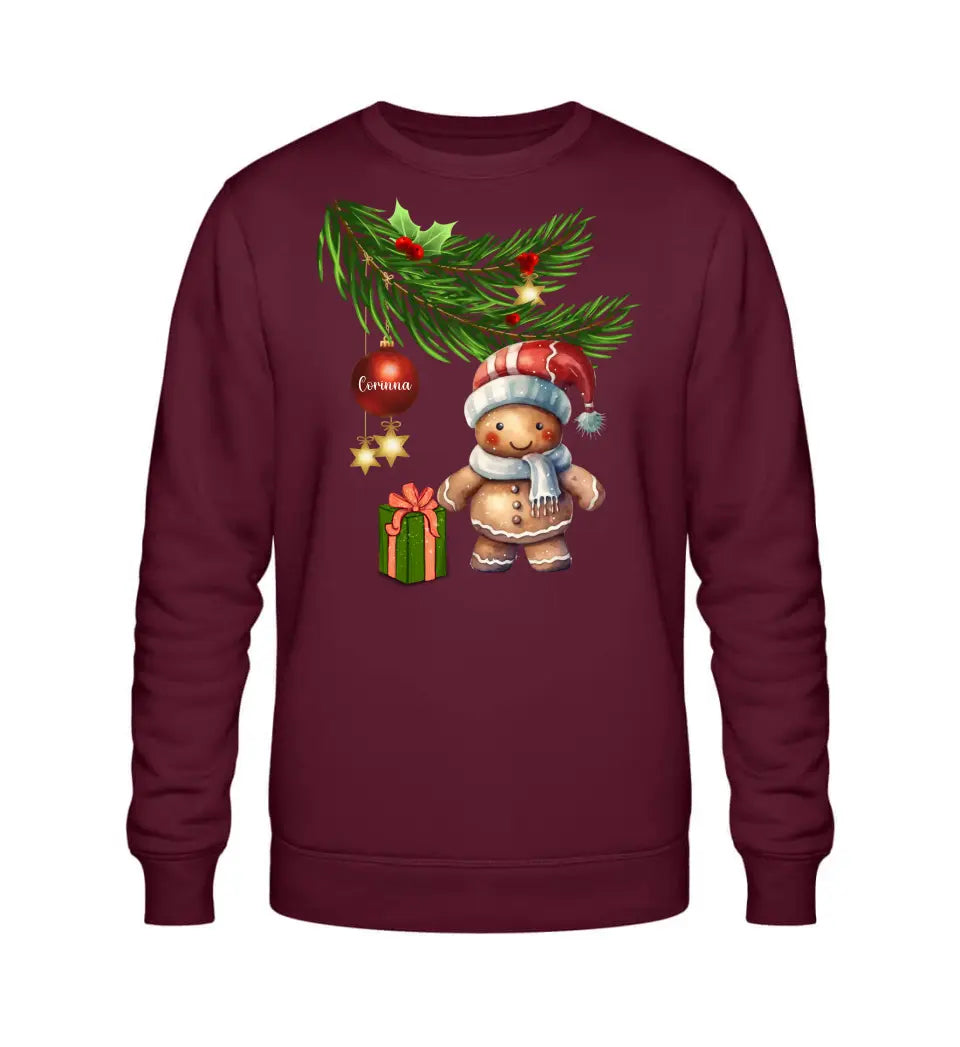 Premium Sweatshirt Pullover mit Lebkuchen Familie - Weihnachtsmotiv personalisierbar - Familienset Lebkuchenmann Lebkuchenfrau