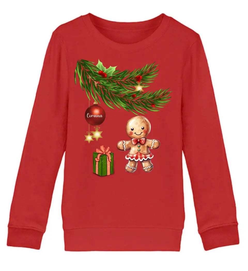 Premium Kinder Pullover mit Lebkuchen Familie - Weihnachtsmotiv personalisierbar - Familienset Lebkuchenmädchen Lebkuchenjunge