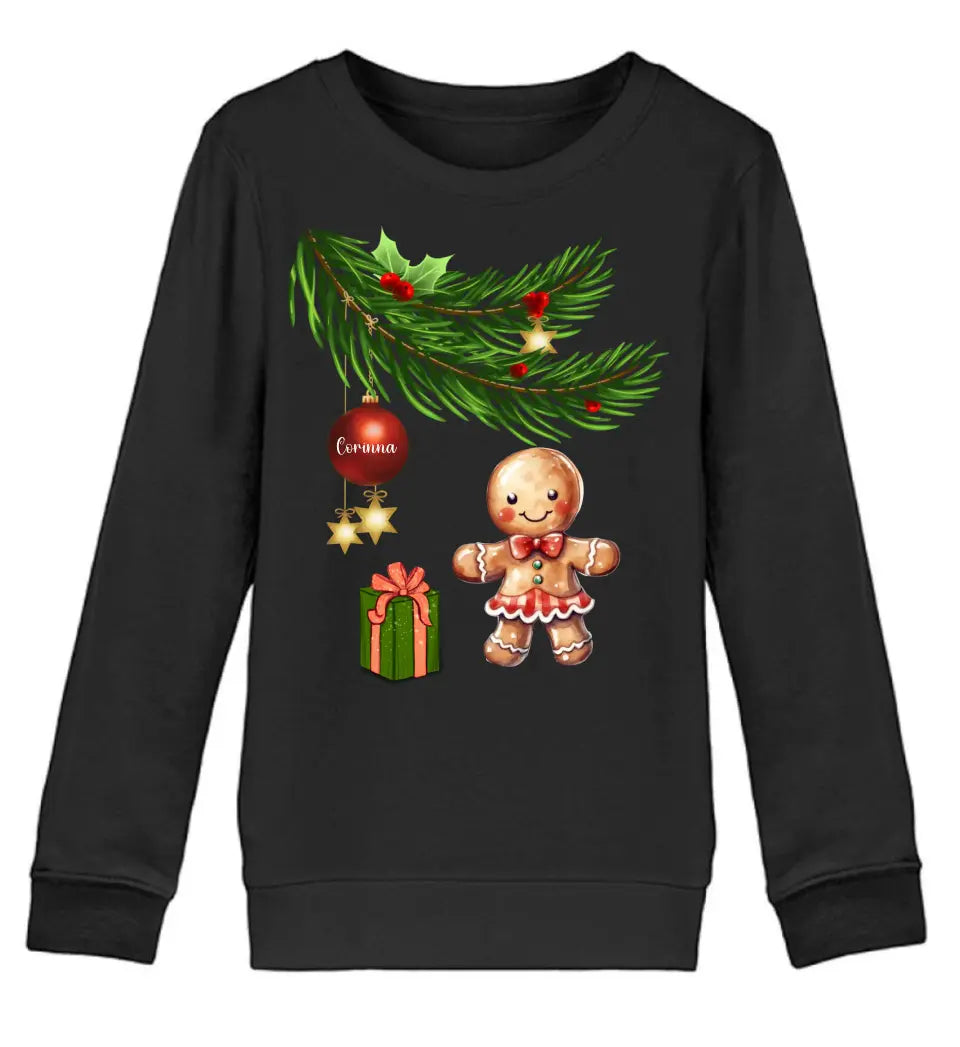 Premium Kinder Pullover mit Lebkuchen Familie - Weihnachtsmotiv personalisierbar - Familienset Lebkuchenmädchen Lebkuchenjunge