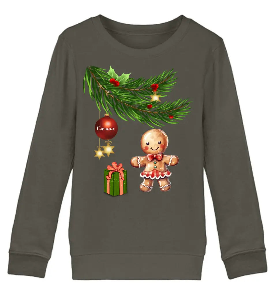 Premium Kinder Pullover mit Lebkuchen Familie - Weihnachtsmotiv personalisierbar - Familienset Lebkuchenmädchen Lebkuchenjunge