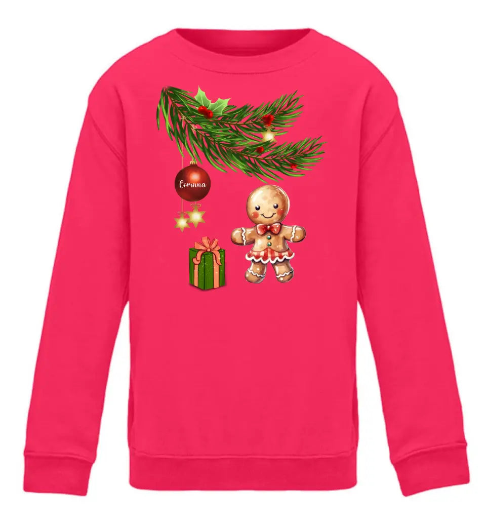 Premium Kinder Pullover mit Lebkuchen Familie - Weihnachtsmotiv personalisierbar - Familienset Lebkuchenmädchen Lebkuchenjunge