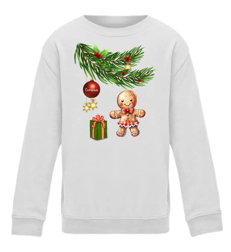 Premium Kinder Pullover mit Lebkuchen Familie - Weihnachtsmotiv personalisierbar - Familienset Lebkuchenmädchen Lebkuchenjunge