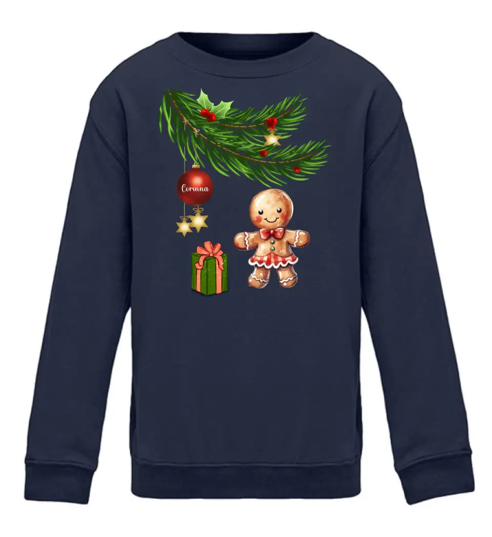 Premium Kinder Pullover mit Lebkuchen Familie - Weihnachtsmotiv personalisierbar - Familienset Lebkuchenmädchen Lebkuchenjunge