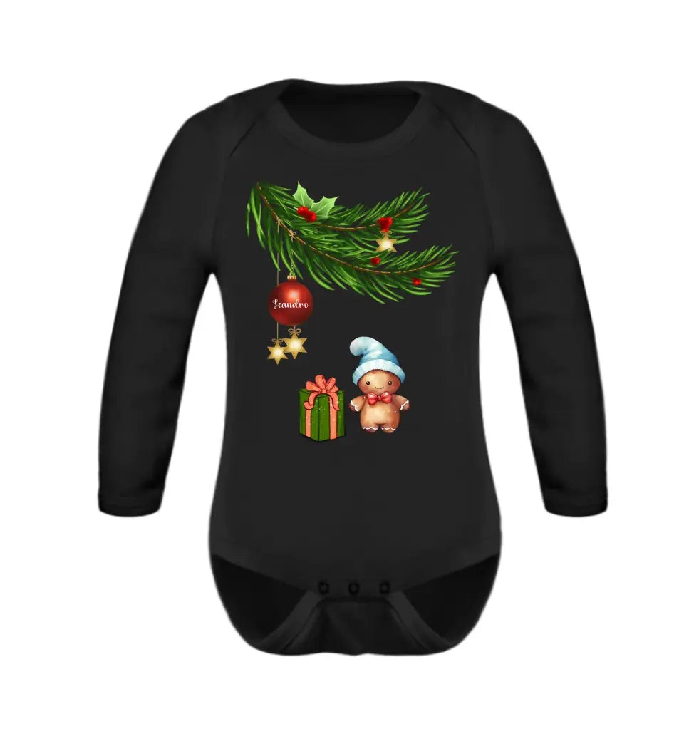 Baby T-Shirt mit Lebkuchen Familie - Weihnachtsmotiv personalisierbar - Familienset Lebkuchen Babyjunge Babymädchen