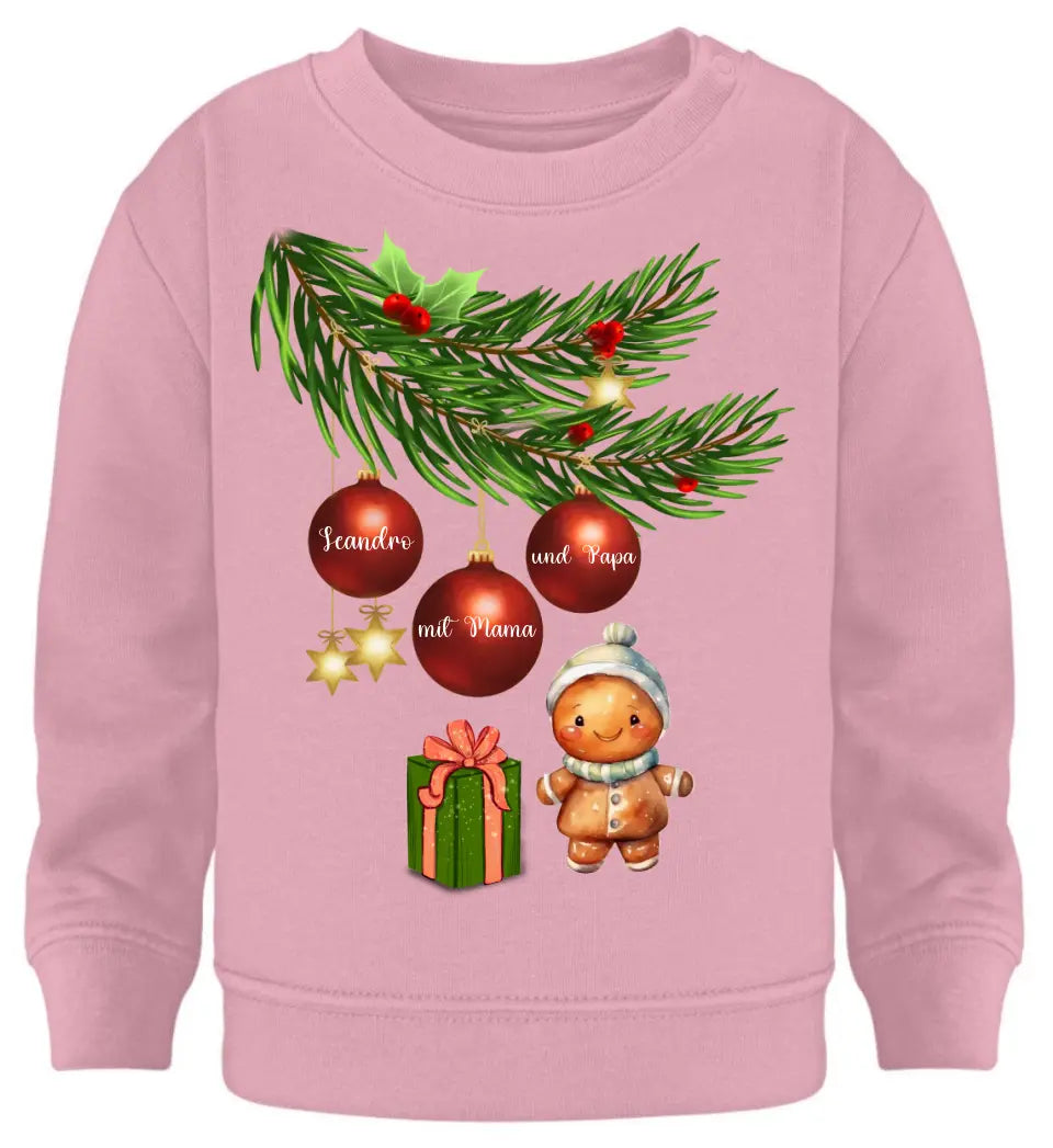 Premium Baby Pullover mit Lebkuchen Familie - Weihnachtsmotiv personalisierbar