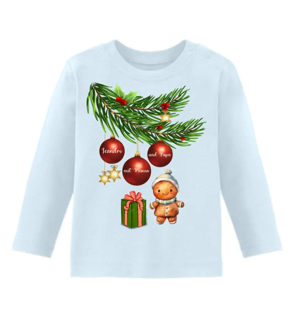 Premium Baby Pullover mit Lebkuchen Familie - Weihnachtsmotiv personalisierbar