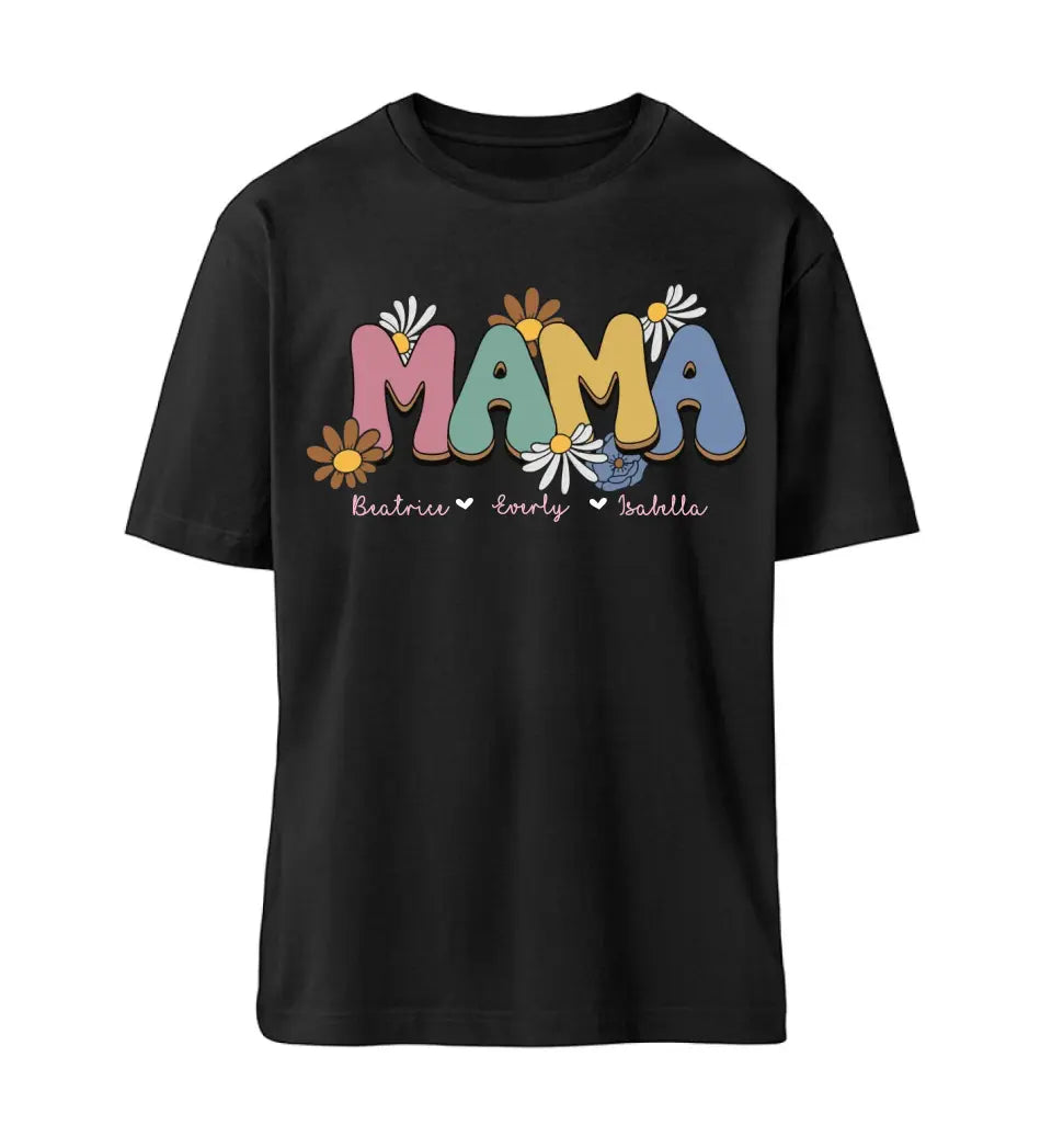 Mama Flower T-Shirt - personalisierbar bis 6 Namen