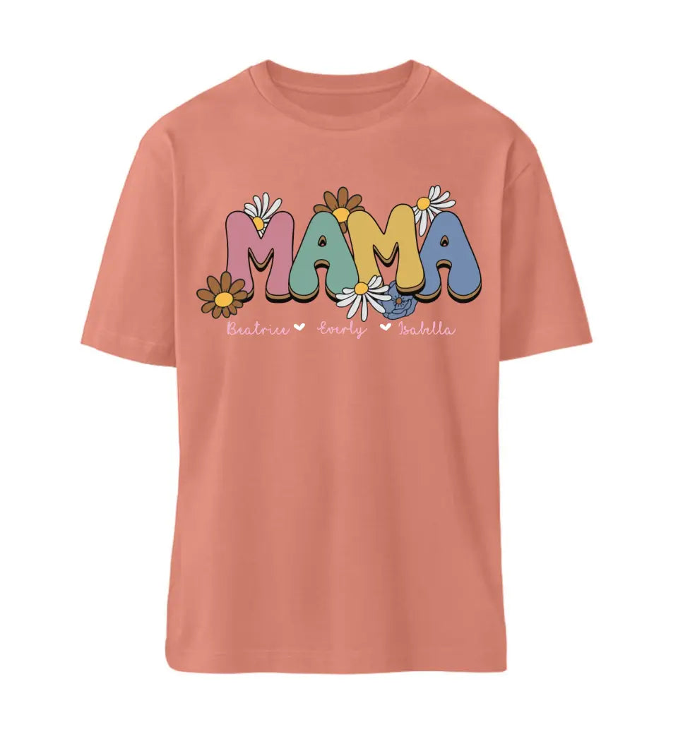 Mama Flower T-Shirt - personalisierbar bis 6 Namen