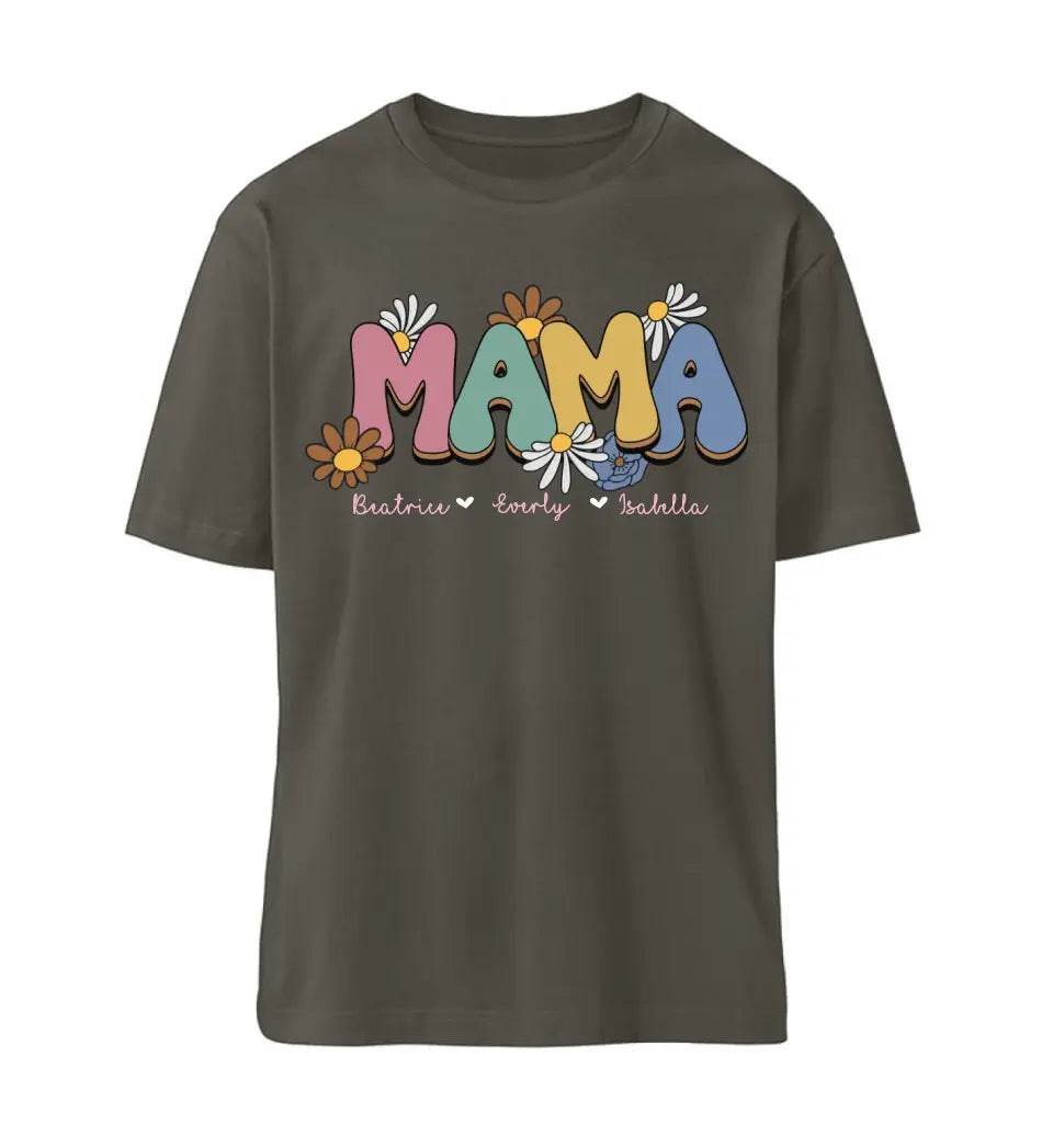 Mama Flower T-Shirt - personalisierbar bis 6 Namen