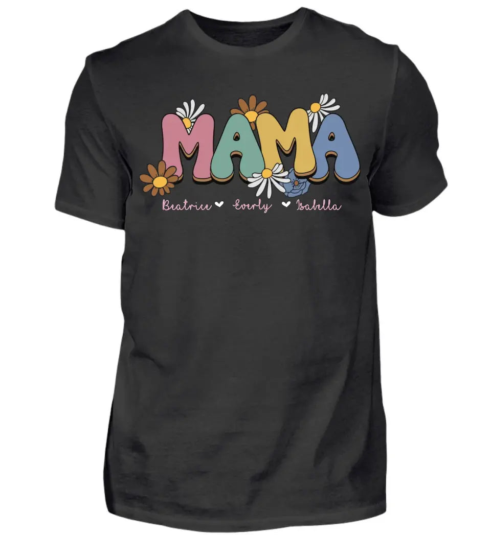 Mama Flower T-Shirt - personalisierbar bis 6 Namen