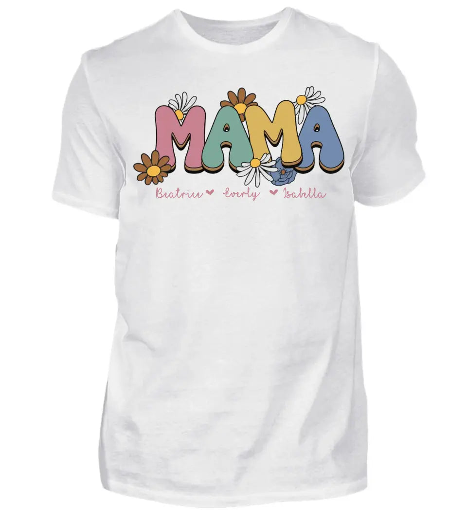 Mama Flower T-Shirt - personalisierbar bis 6 Namen