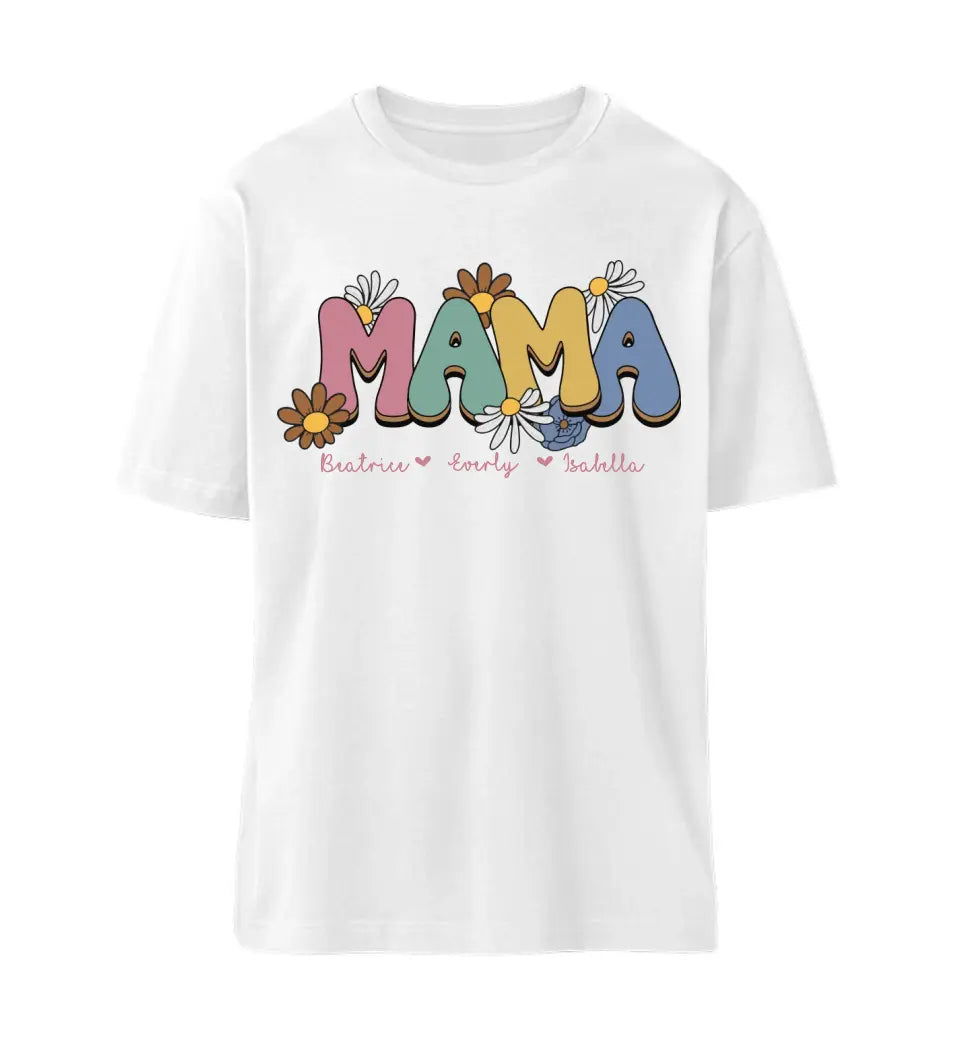 Mama Flower T-Shirt - personalisierbar bis 6 Namen