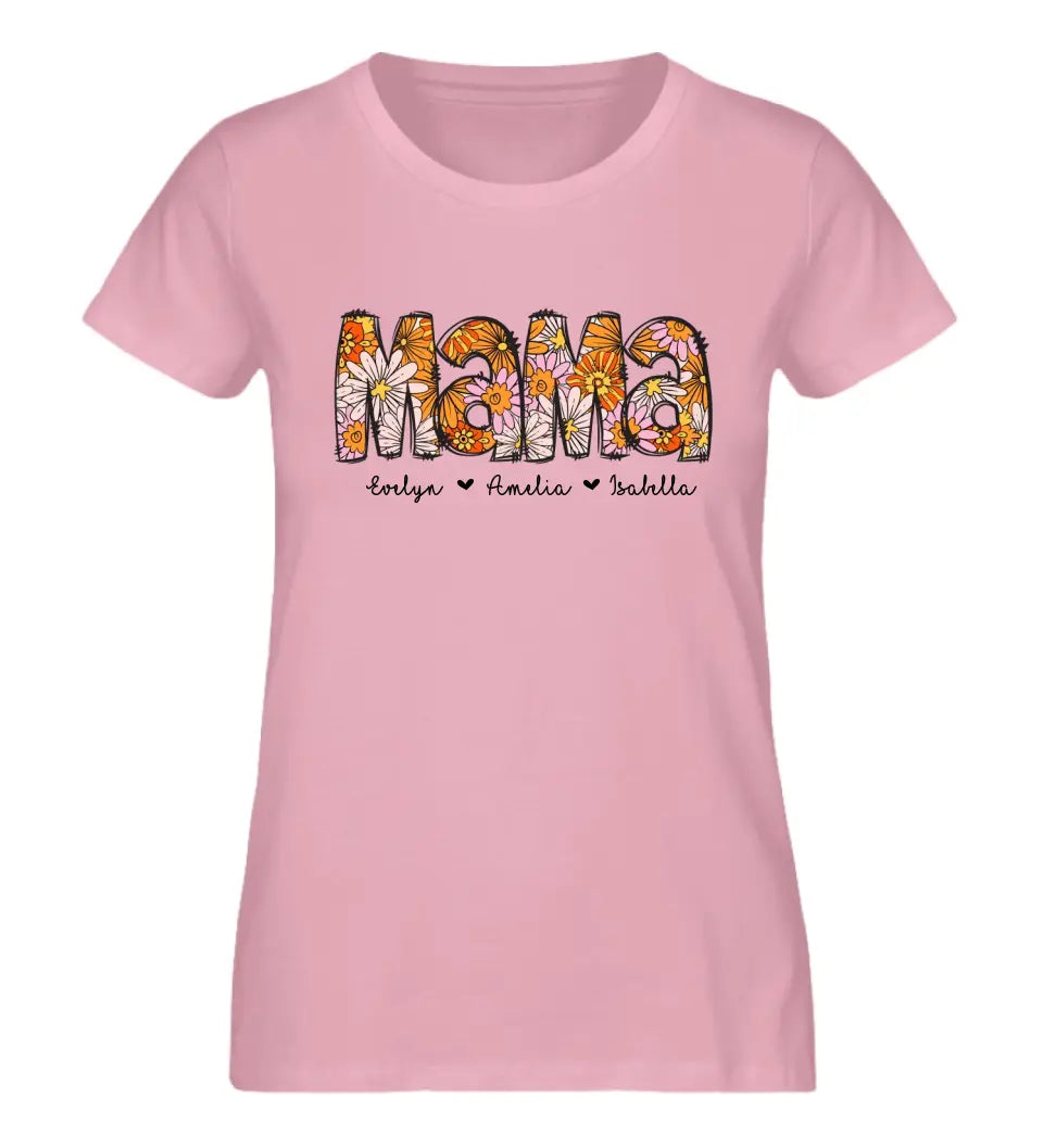 Mama Flor Premium T-Shirt mit bis 6 Namen personalisierbar