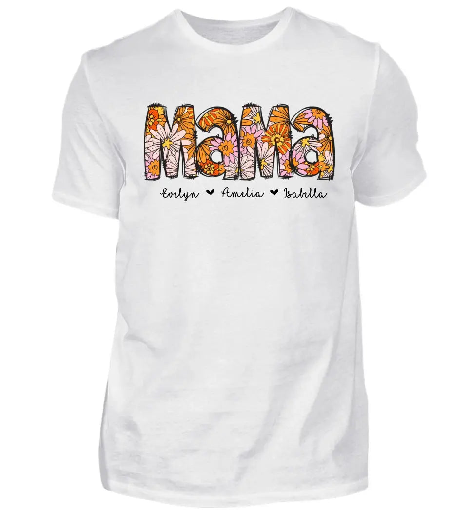 Mama Flor Premium T-Shirt mit bis 6 Namen personalisierbar