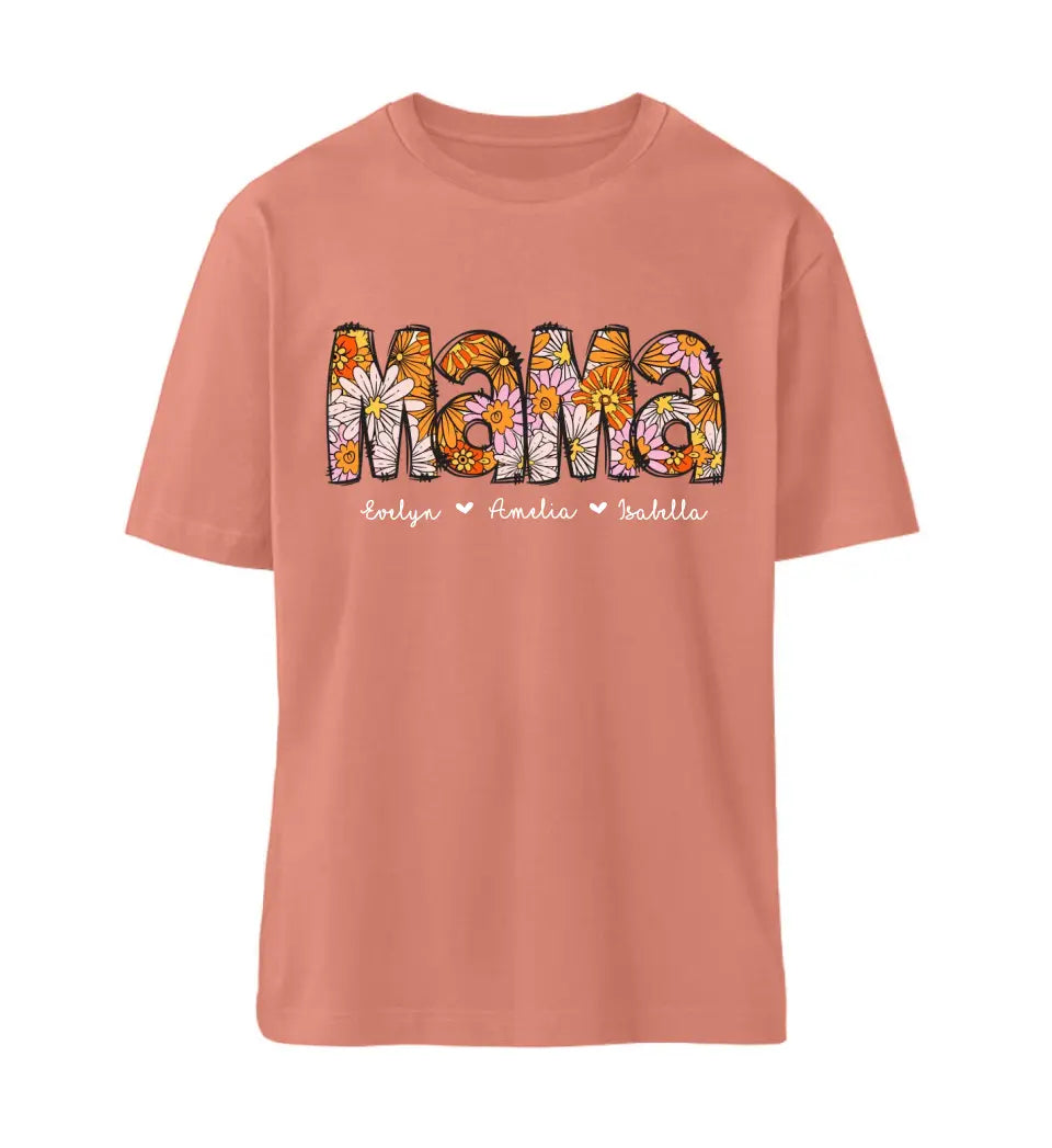 Mama Flor Premium T-Shirt mit bis 6 Namen personalisierbar