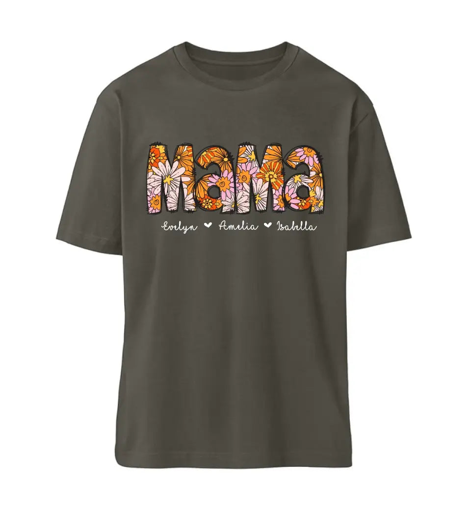 Mama Flor Premium T-Shirt mit bis 6 Namen personalisierbar