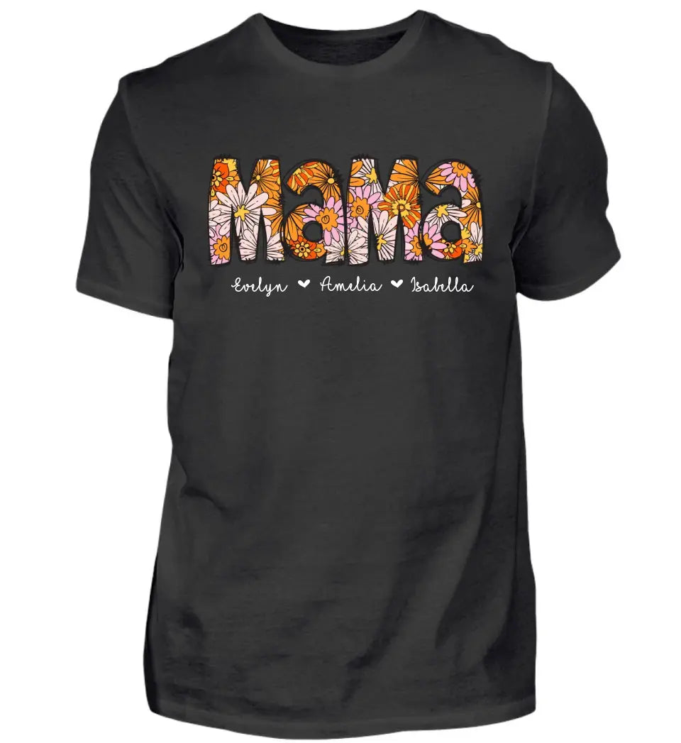 Mama Flor Premium T-Shirt mit bis 6 Namen personalisierbar