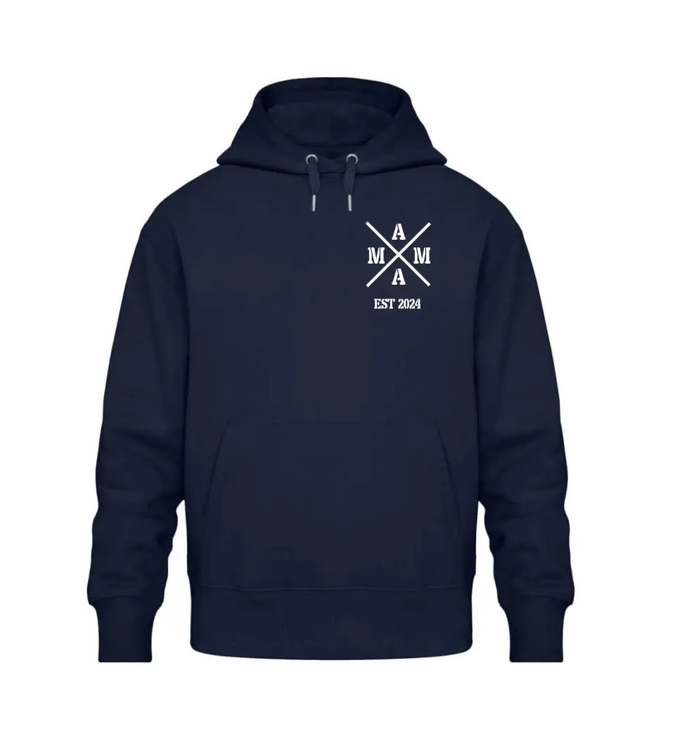 MAMA Cross Rosenfarben personalisierbar - PREMIUM Hoodie aus Biobaumwolle