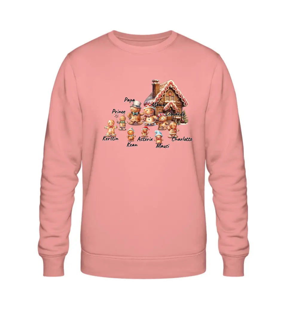 Lebkuchen Familie - Premium Sweatshirt Pullover personalisierbar bis zu 9 Namen