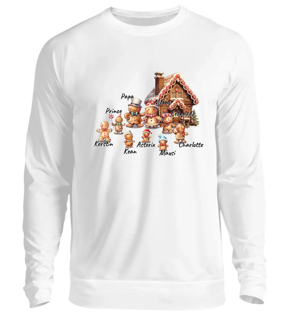 Lebkuchen Familie - Premium Sweatshirt Pullover personalisierbar bis zu 9 Namen