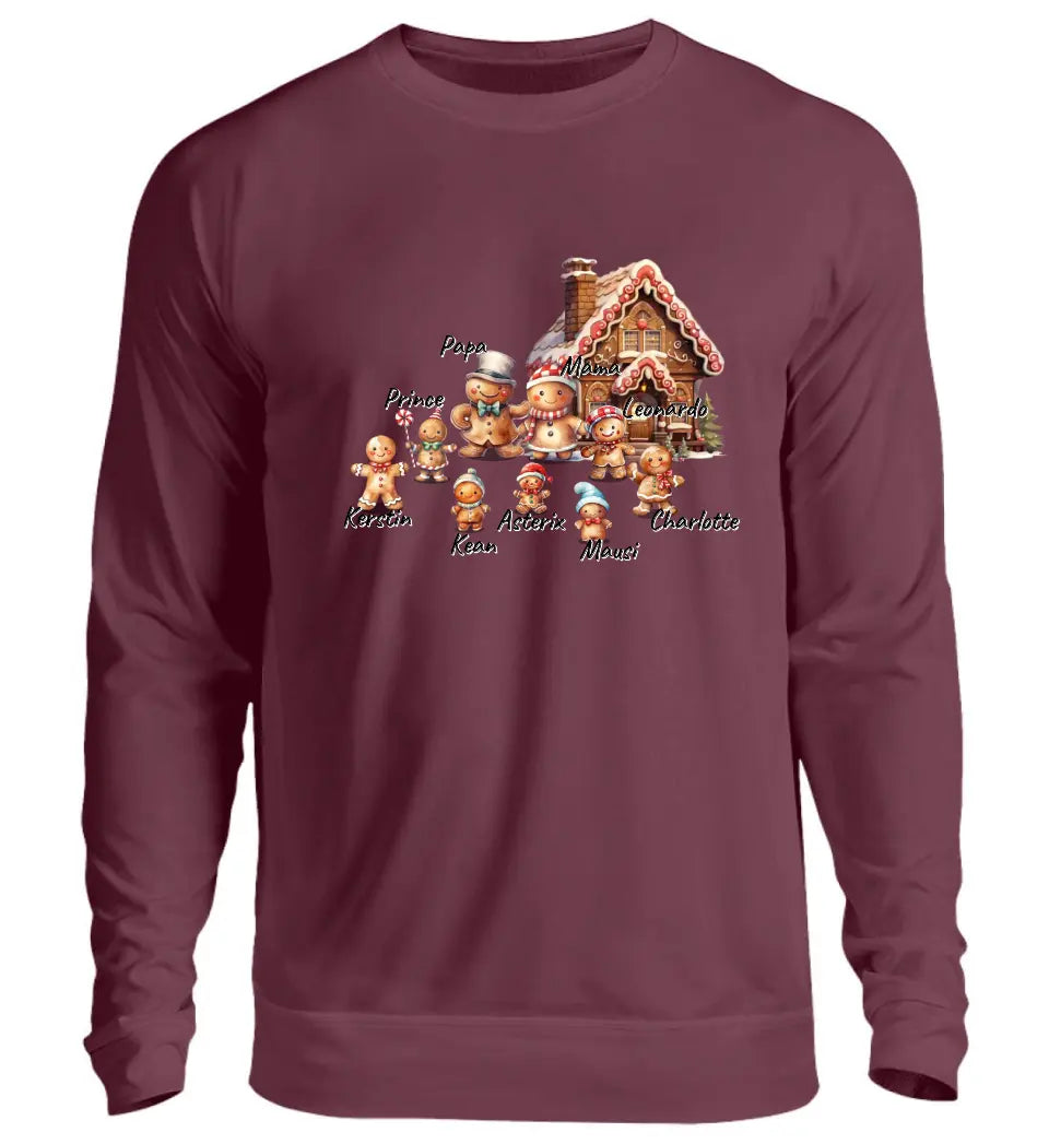 Lebkuchen Familie - Premium Sweatshirt Pullover personalisierbar bis zu 9 Namen