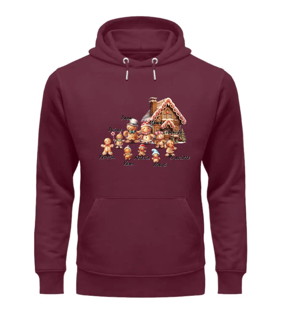 Lebkuchen Familie - Premium Hoodie Kapuzen-Pullover personalisierbar bis zu 9 Namen