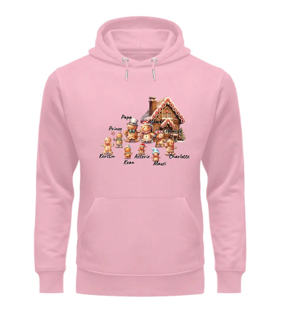 Lebkuchen Familie - Premium Hoodie Kapuzen-Pullover personalisierbar bis zu 9 Namen