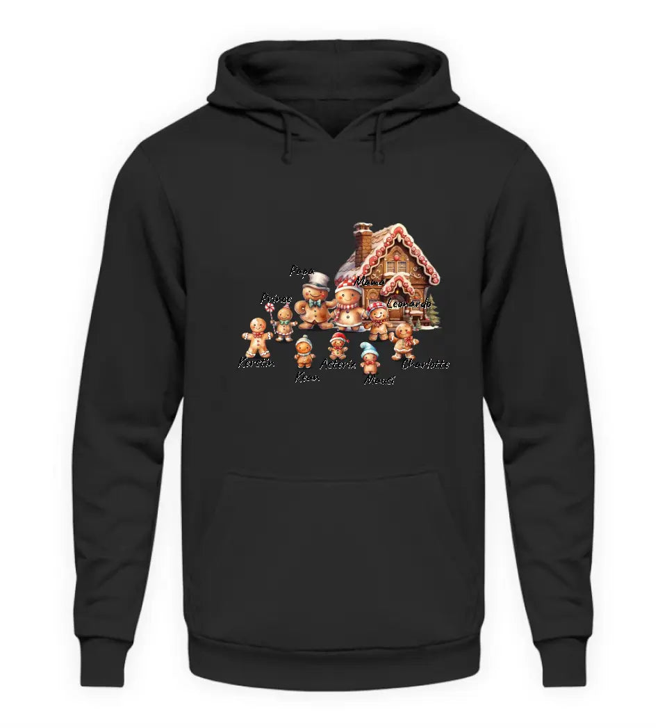 Lebkuchen Familie - Premium Hoodie Kapuzen-Pullover personalisierbar bis zu 9 Namen