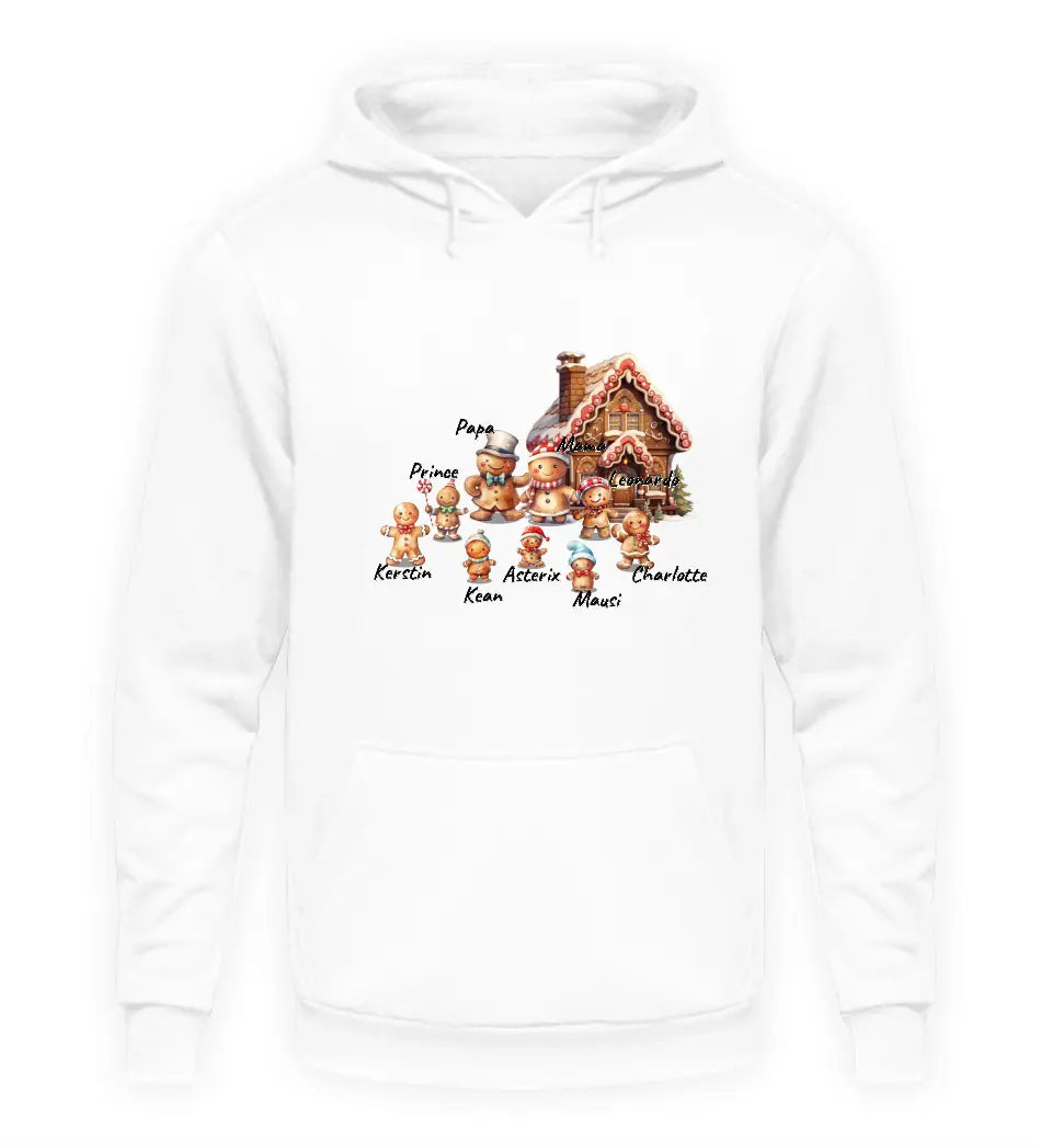 Lebkuchen Familie - Premium Hoodie Kapuzen-Pullover personalisierbar bis zu 9 Namen