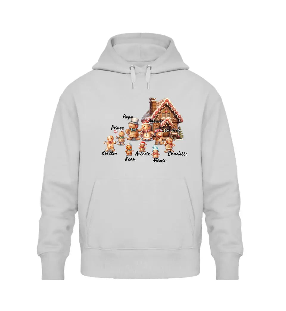 Lebkuchen Familie - Premium Hoodie Kapuzen-Pullover personalisierbar bis zu 9 Namen