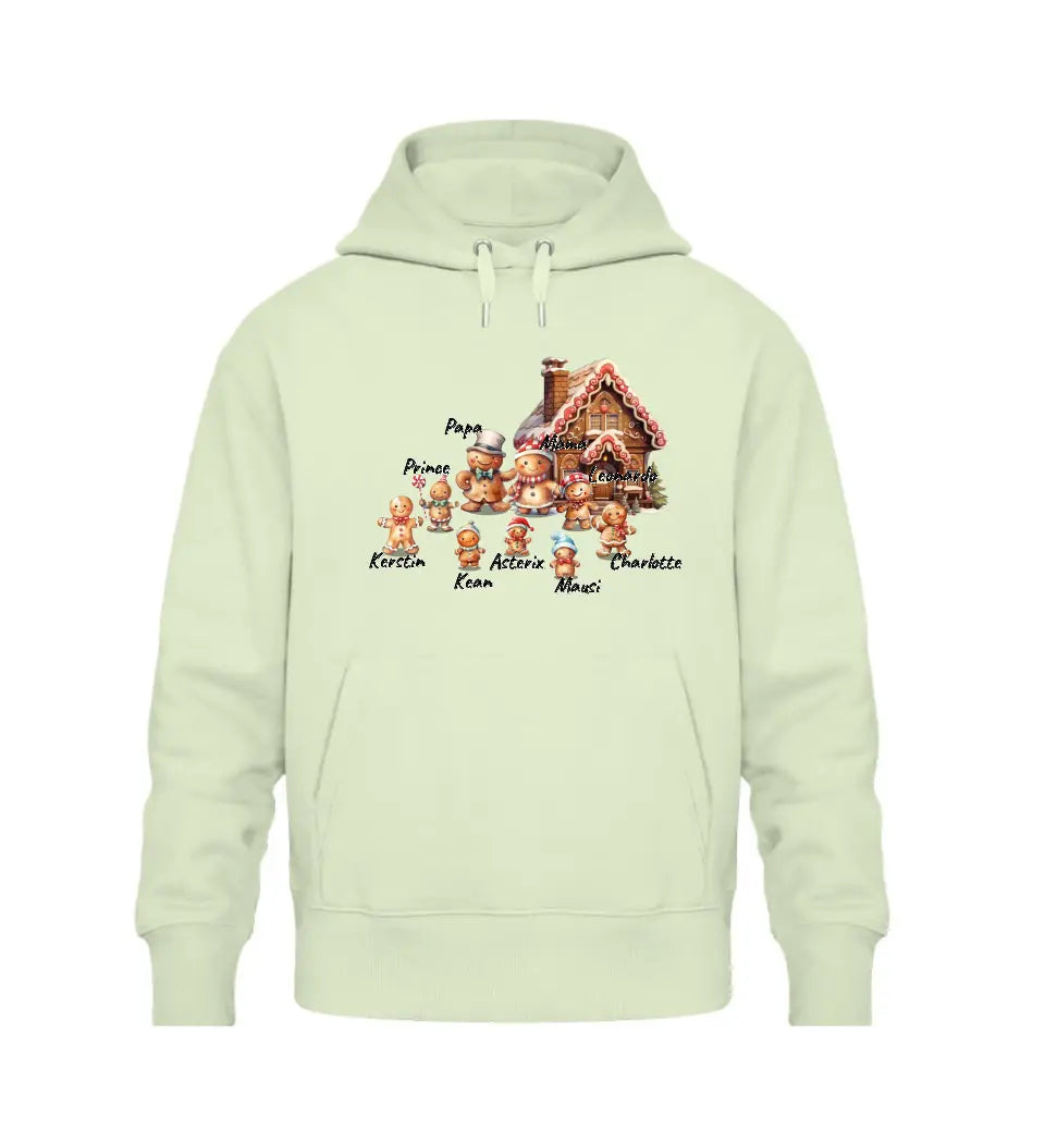 Lebkuchen Familie - Premium Hoodie Kapuzen-Pullover personalisierbar bis zu 9 Namen