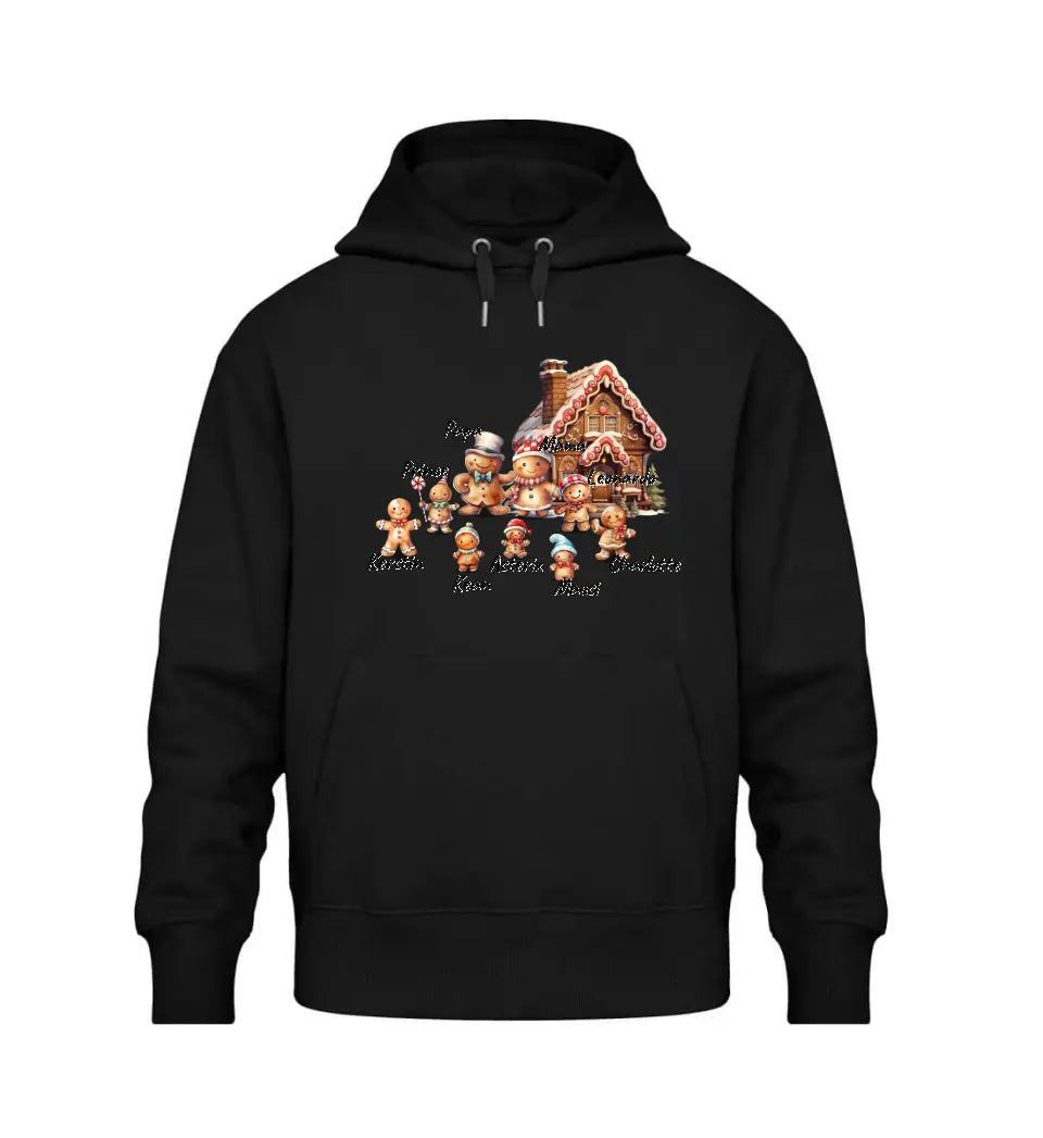 Lebkuchen Familie - Premium Hoodie Kapuzen-Pullover personalisierbar bis zu 9 Namen