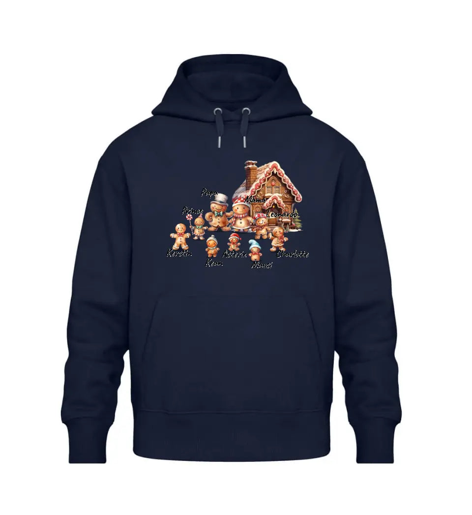 Lebkuchen Familie - Premium Hoodie Kapuzen-Pullover personalisierbar bis zu 9 Namen