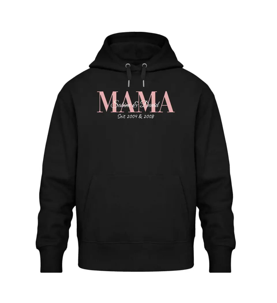 Premium Hoodie Kapuzen-Pullover mit Kindernamen personalisierbar für Mama Papa Oma Opa