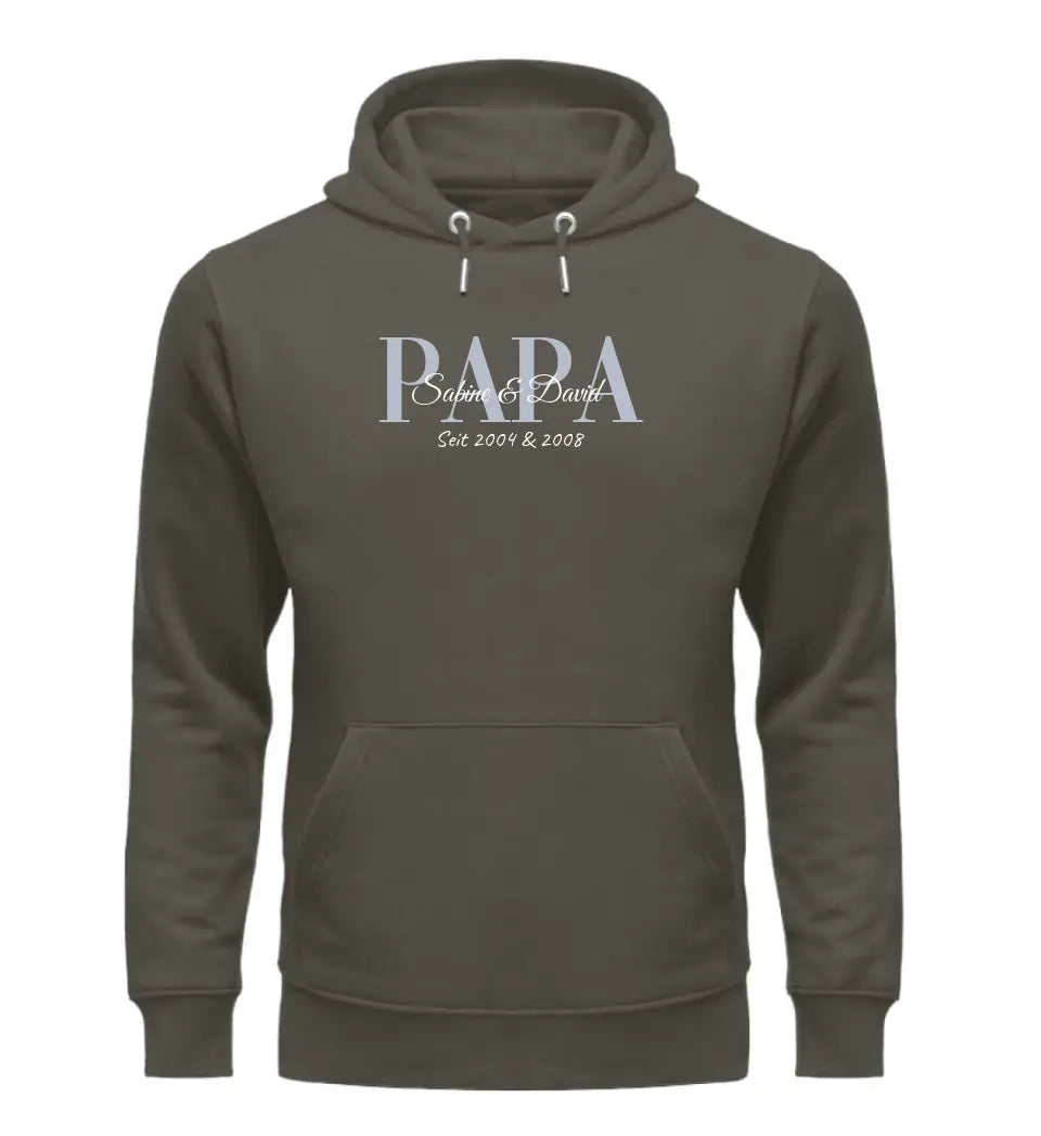 Premium Hoodie Kapuzen-Pullover mit Kindernamen personalisierbar für Papa Mama Opa Oma