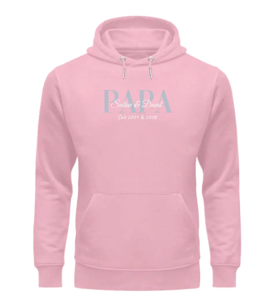 Premium Hoodie Kapuzen-Pullover mit Kindernamen personalisierbar für Papa Mama Opa Oma