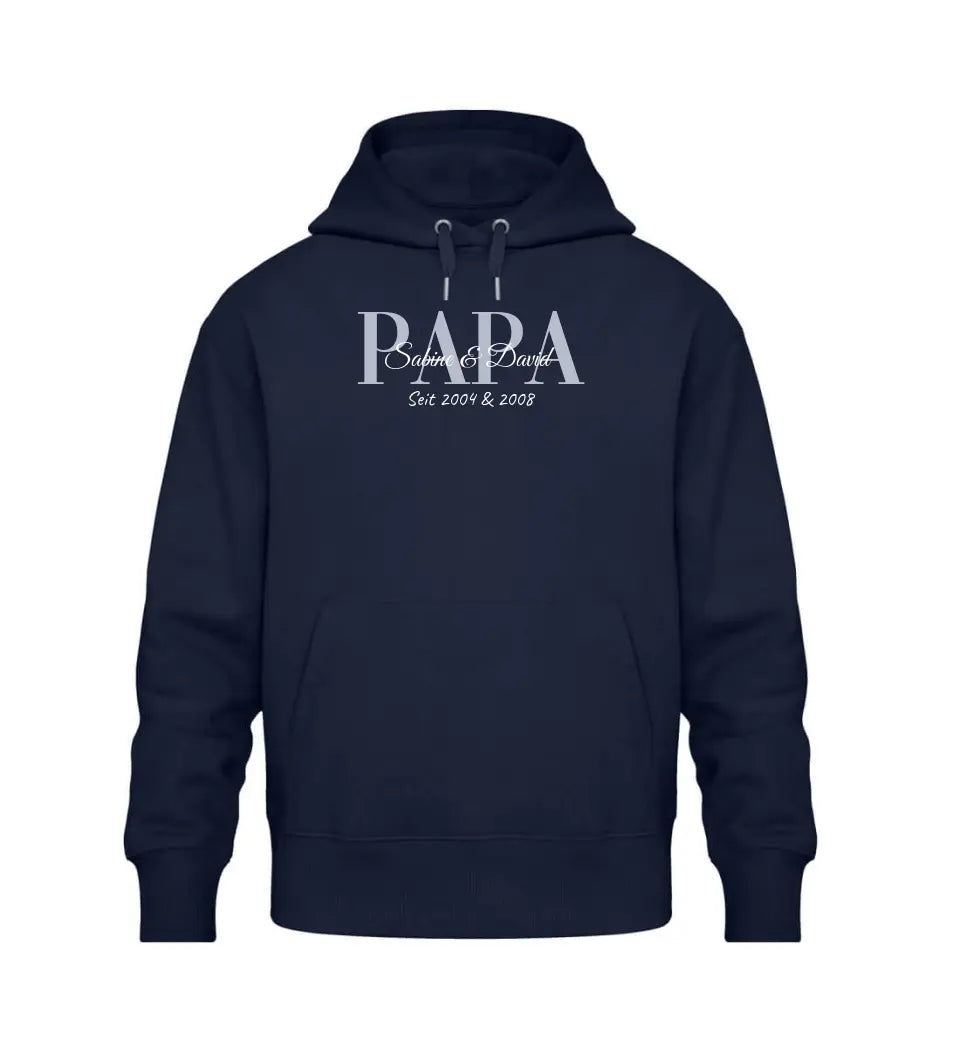 Premium Hoodie Kapuzen-Pullover mit Kindernamen personalisierbar für Papa Mama Opa Oma