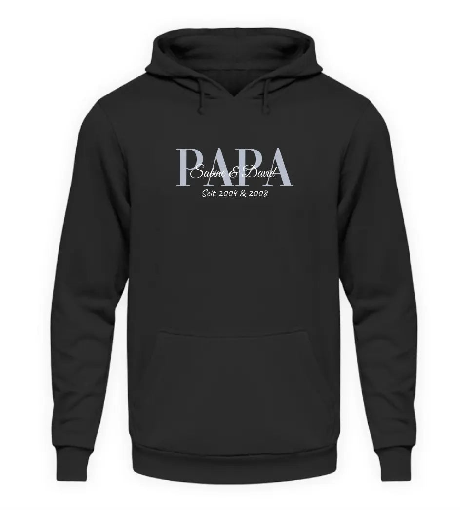 Premium Hoodie Kapuzen-Pullover mit Kindernamen personalisierbar für Papa Mama Opa Oma