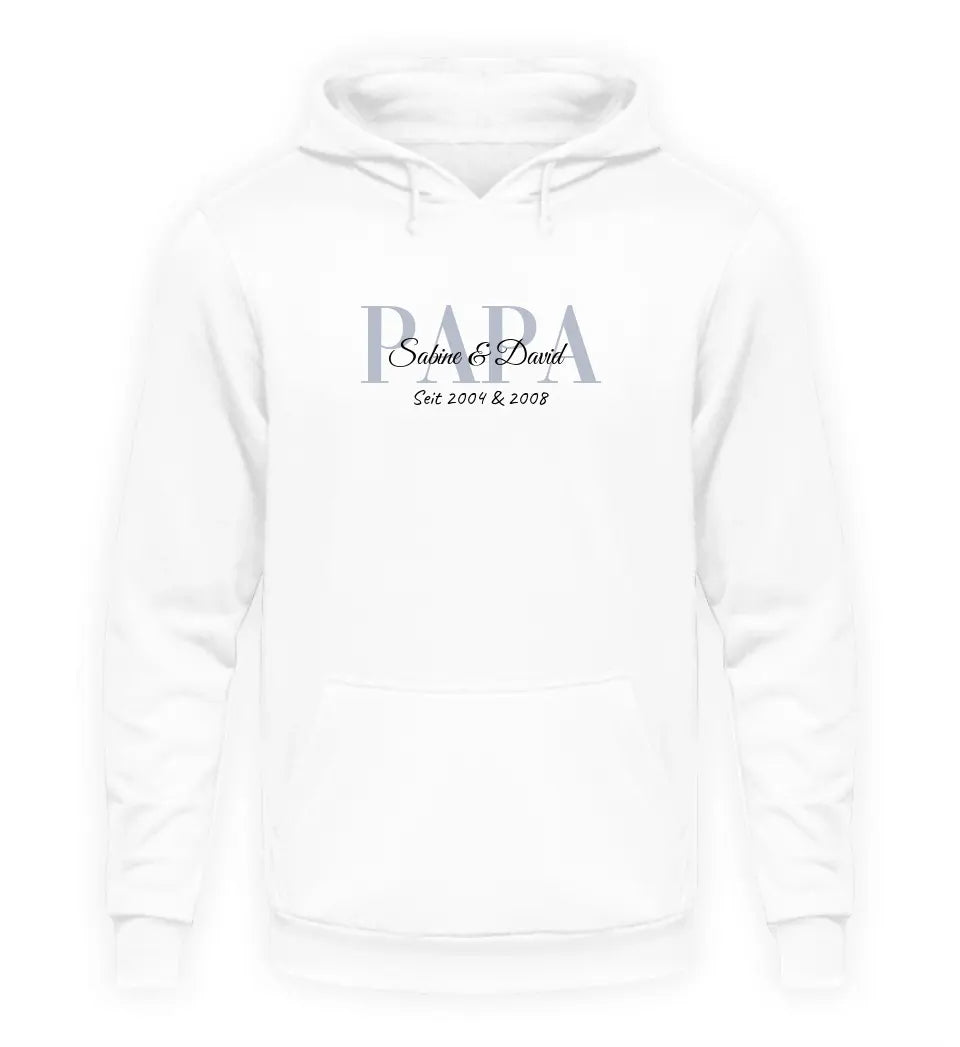 Premium Hoodie Kapuzen-Pullover mit Kindernamen personalisierbar für Papa Mama Opa Oma