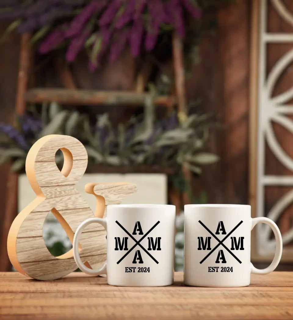 Mama Cross mehrfarbige Tasse personalisierbar