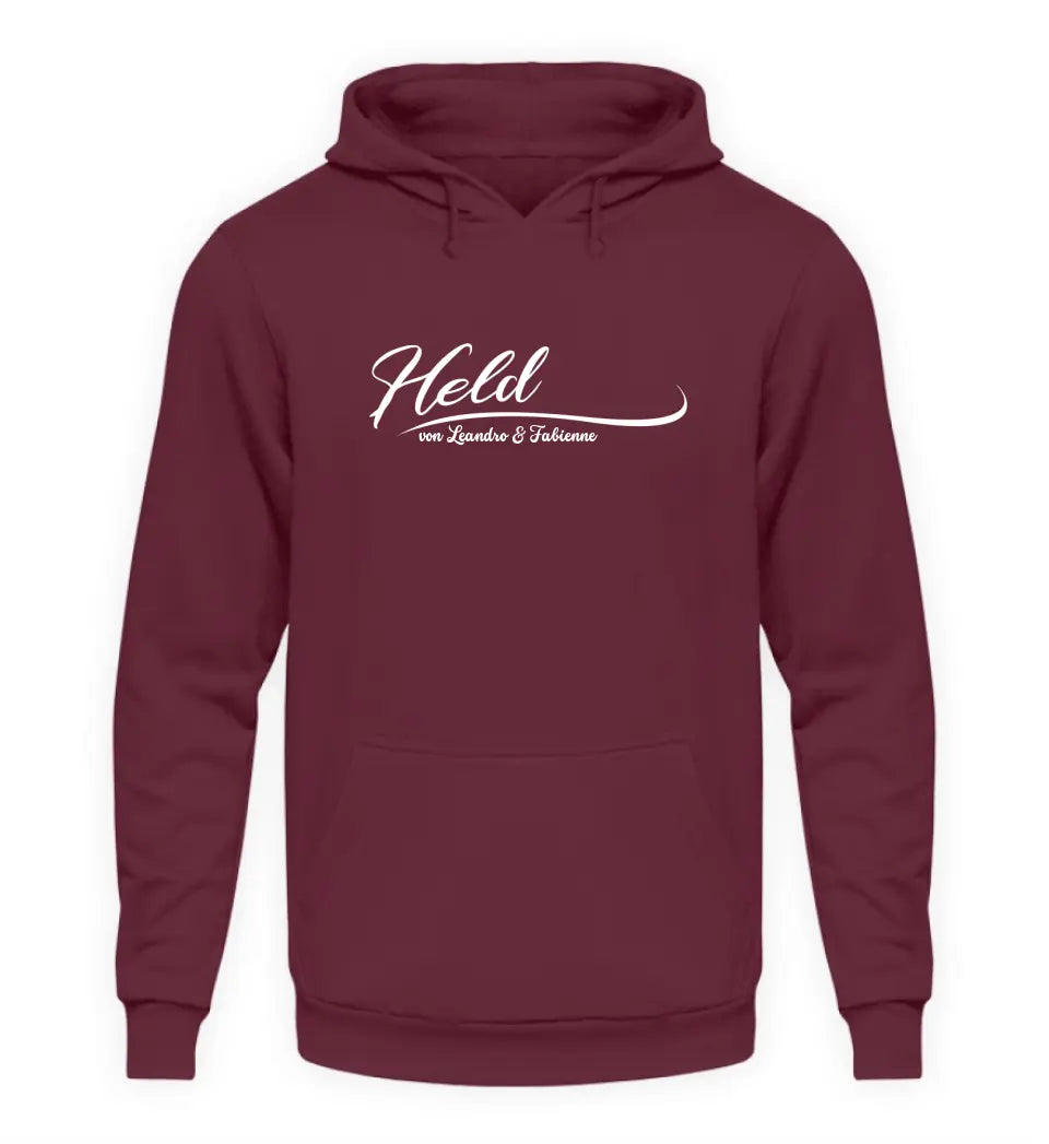 Held Hoodie mit Kindernamen personalisiert